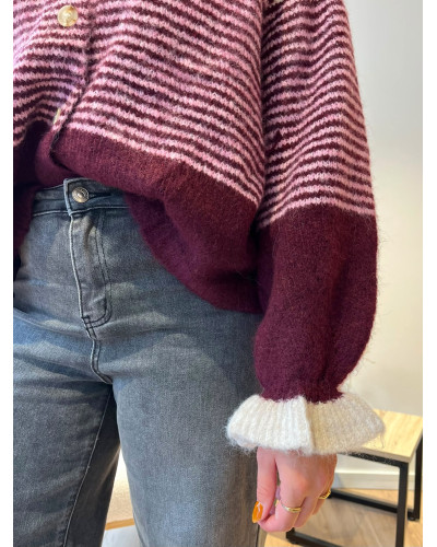 JULES | Gilet bordeaux à rayures