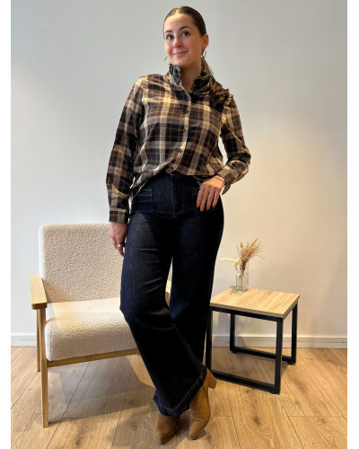 DIANE | Blouse à carreaux chocolat