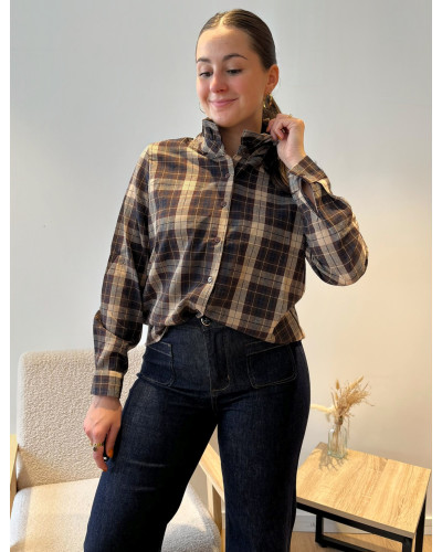 DIANE | Blouse à carreaux chocolat