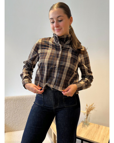 DIANE | Blouse à carreaux chocolat