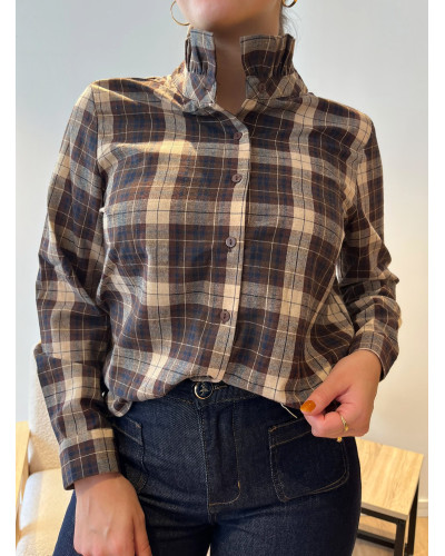 DIANE | Blouse à carreaux chocolat