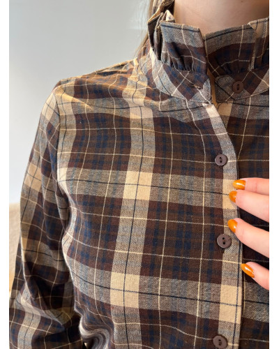 DIANE | Blouse à carreaux chocolat