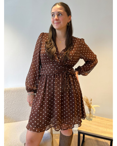 LUCIE | Robe chocolat à pois