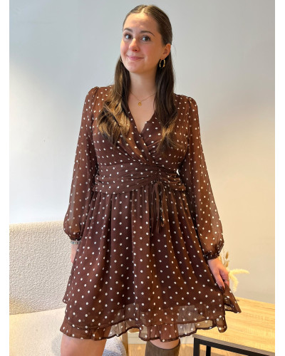 LUCIE | Robe chocolat à pois