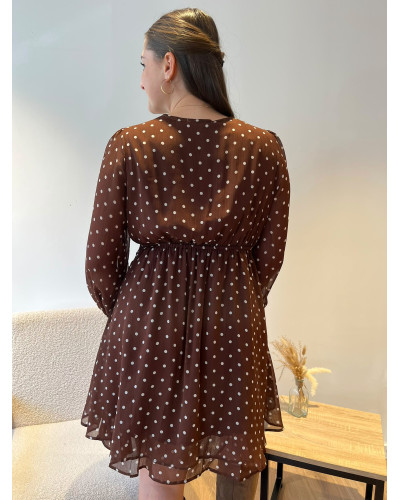 LUCIE | Robe chocolat à pois