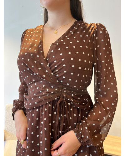 LUCIE | Robe chocolat à pois