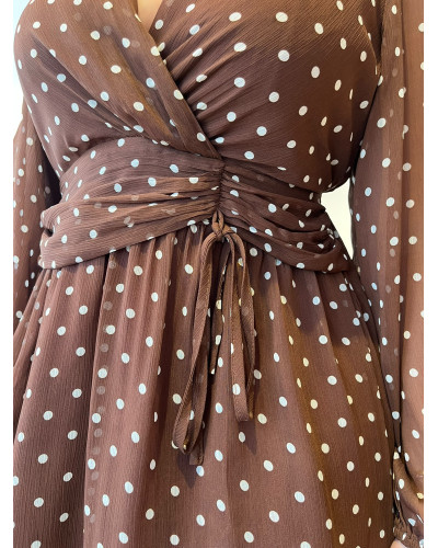 LUCIE | Robe chocolat à pois