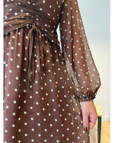 LUCIE | Robe chocolat à pois