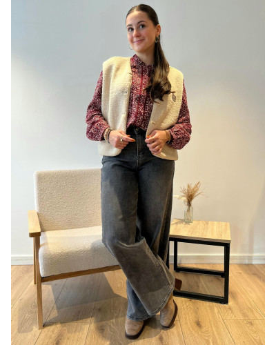 NOUR | Blouse fluide bordeaux imprimé