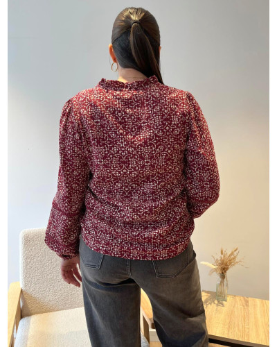 NOUR | Blouse fluide bordeaux imprimé