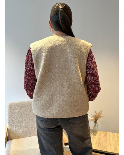 LEON | Gilet sherpa sans manche écru