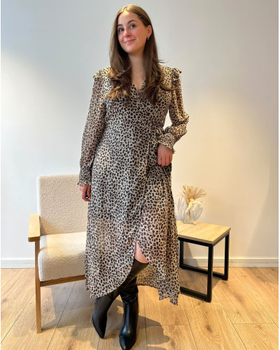 FLORINE | Robe longue cache coeur imprimé animalier