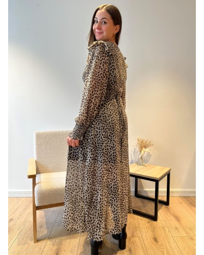 FLORINE | Robe longue cache coeur imprimé animalier