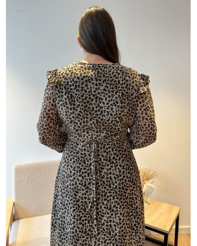FLORINE | Robe longue cache coeur imprimé animalier