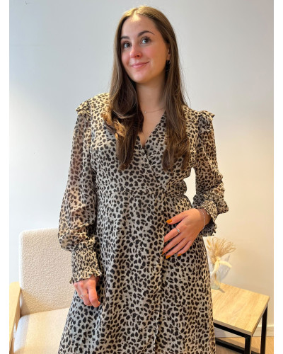 FLORINE | Robe longue cache coeur imprimé animalier