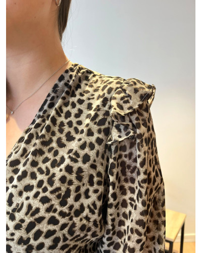 FLORINE | Robe longue cache coeur imprimé animalier