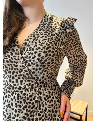 FLORINE | Robe longue cache coeur imprimé animalier