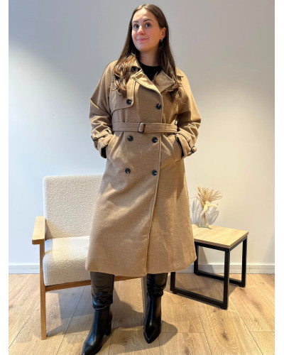 LILLY | Veste trench long couleur taupe