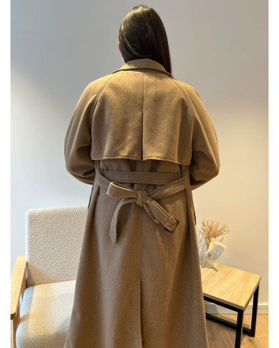 LILLY | Veste trench long couleur taupe