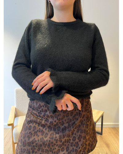 ULYSSE | Pull noir détails dentelle dos