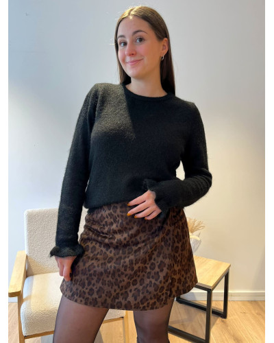 ULYSSE | Pull noir détails dentelle dos