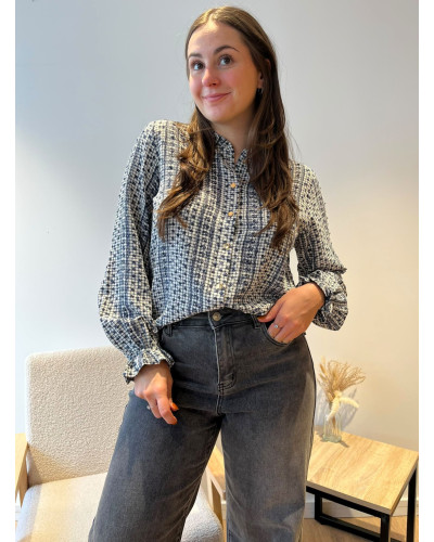 JUDITH | Blouse fluide imprimée bleu marine