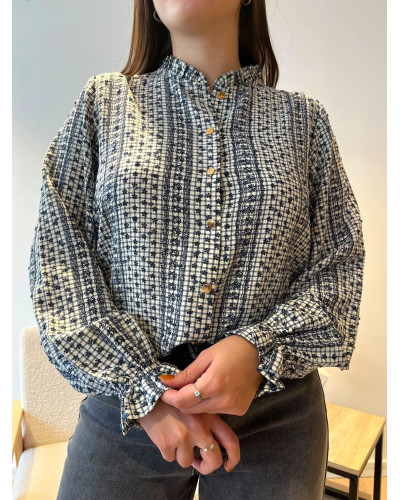 JUDITH | Blouse fluide imprimée bleu marine