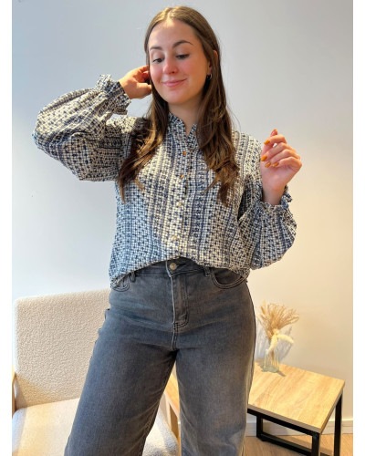 JUDITH | Blouse fluide imprimée bleu marine