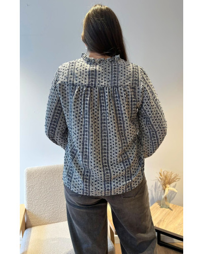 JUDITH | Blouse fluide imprimée bleu marine
