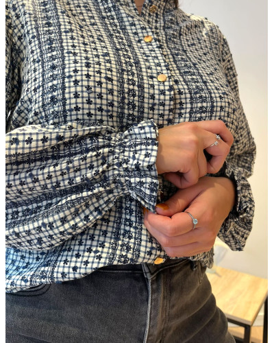 JUDITH | Blouse fluide imprimée bleu marine