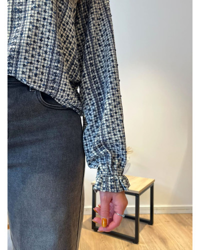 JUDITH | Blouse fluide imprimée bleu marine