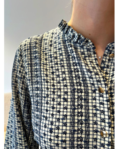 JUDITH | Blouse fluide imprimée bleu marine