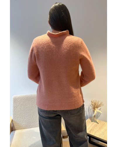 ELIO | Gilet rose avec fleurs brodés