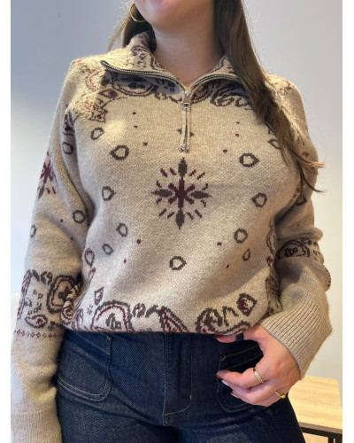 SACHA | Pull col camionneur imprimé bandana