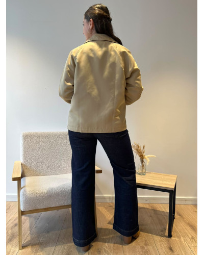 MEREDITH | Veste trench beige à revers carreaux