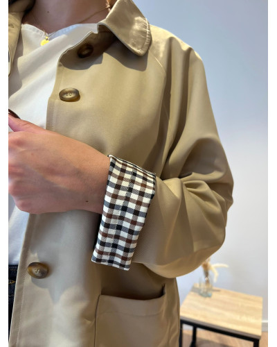 MEREDITH | Veste trench beige à revers carreaux