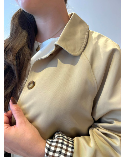 MEREDITH | Veste trench beige à revers carreaux