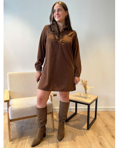 MAGGY | Robe droite velours chocolat