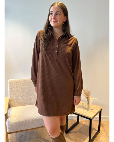 MAGGY | Robe droite velours chocolat