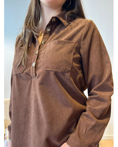 MAGGY | Robe droite velours chocolat