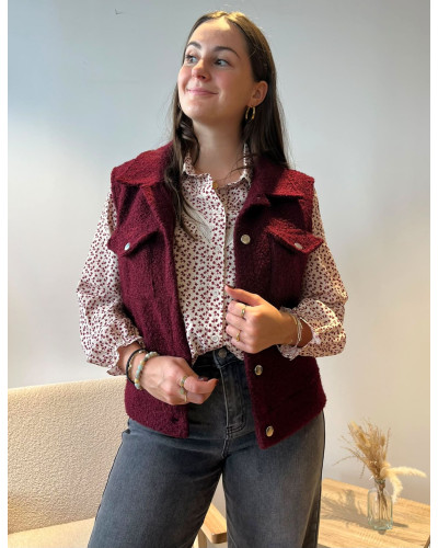ROMY | Veste sans manche bordeaux