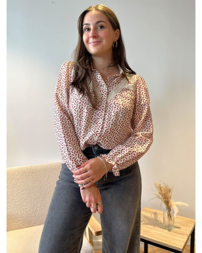 APOLLINE | Chemise fluide imprimé fleuri bordeaux
