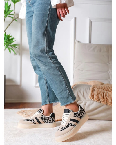 CHLOE | Baskets léopard beige