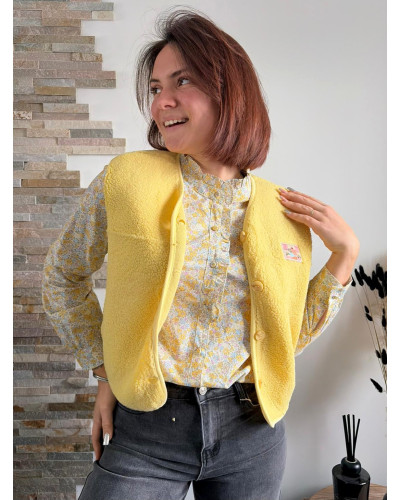 KEVIN | Gilet sherpa sans manche jaune