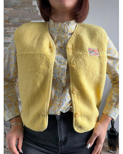KEVIN | Gilet sherpa sans manche jaune