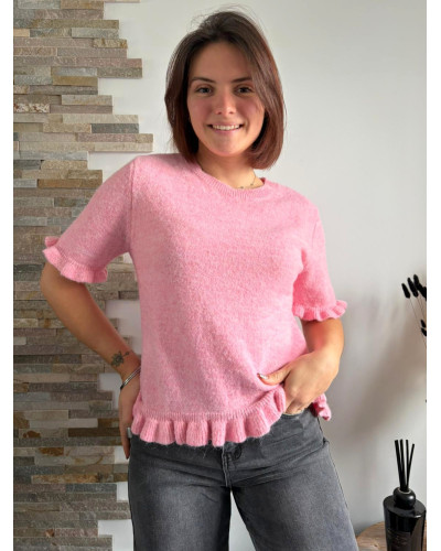 EMILIO | Pull manches courtes rose