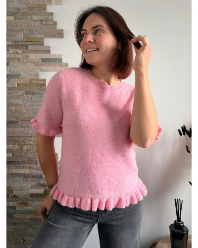 EMILIO | Pull manches courtes rose