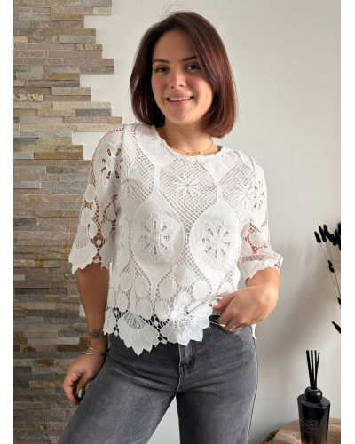 DEBBY | Blouse blanche total broderie