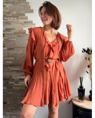 SABRINA | Robe fluide brique