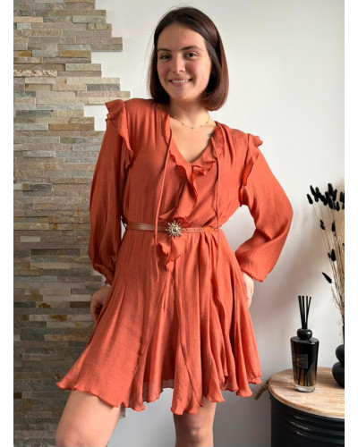 SABRINA | Robe fluide brique